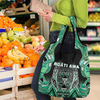 Aotearoa Ngati Awa Grocery Bag Maori Tribal Green Marble Paua Shell Pattern