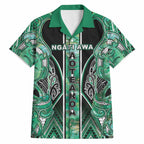 Aotearoa Ngati Awa Hawaiian Shirt Maori Tribal Green Marble Paua Shell Pattern
