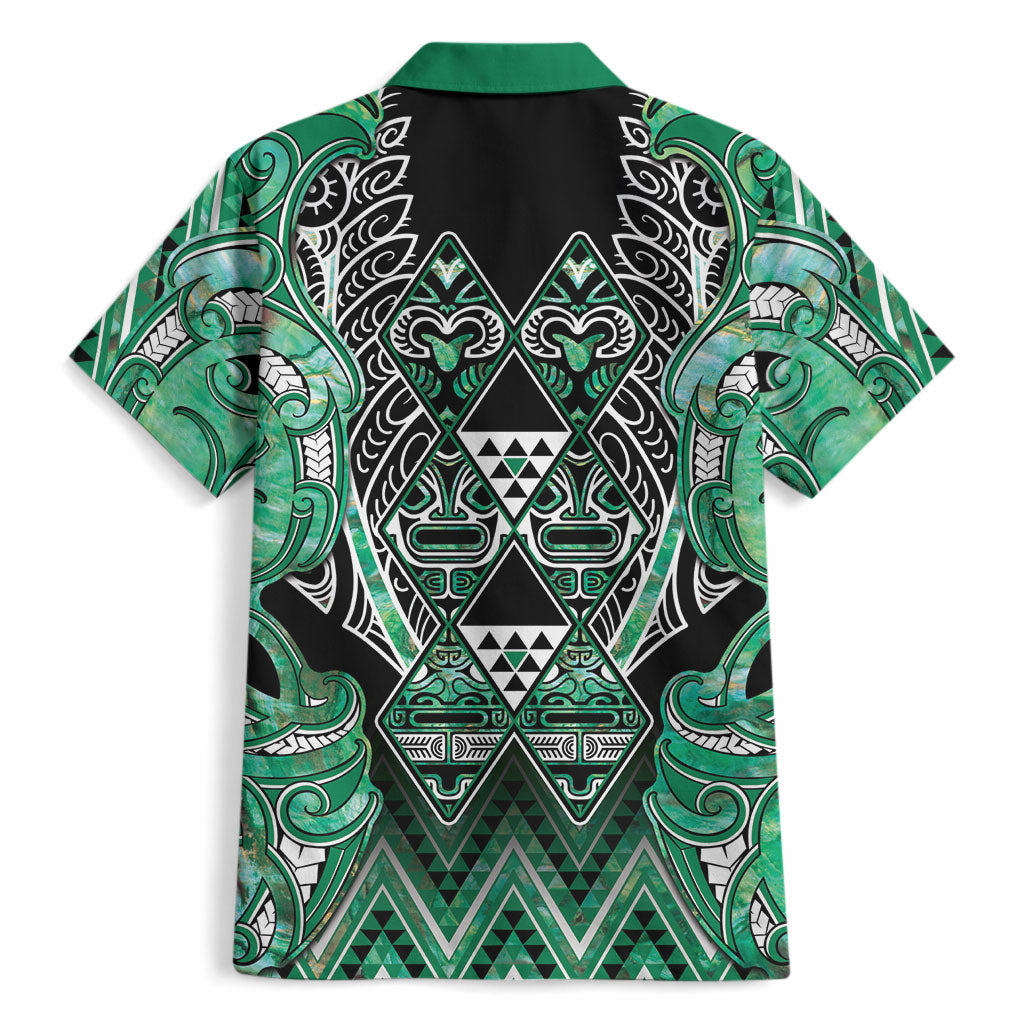 Aotearoa Ngati Awa Hawaiian Shirt Maori Tribal Green Marble Paua Shell Pattern