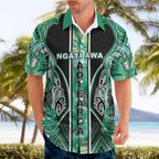 Aotearoa Ngati Awa Hawaiian Shirt Maori Tribal Green Marble Paua Shell Pattern