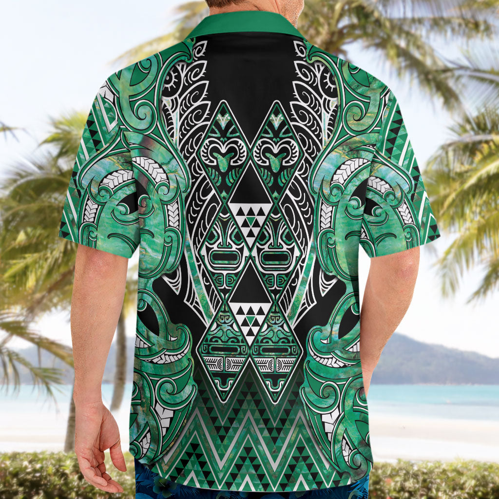 Aotearoa Ngati Awa Hawaiian Shirt Maori Tribal Green Marble Paua Shell Pattern