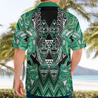 Aotearoa Ngati Awa Hawaiian Shirt Maori Tribal Green Marble Paua Shell Pattern