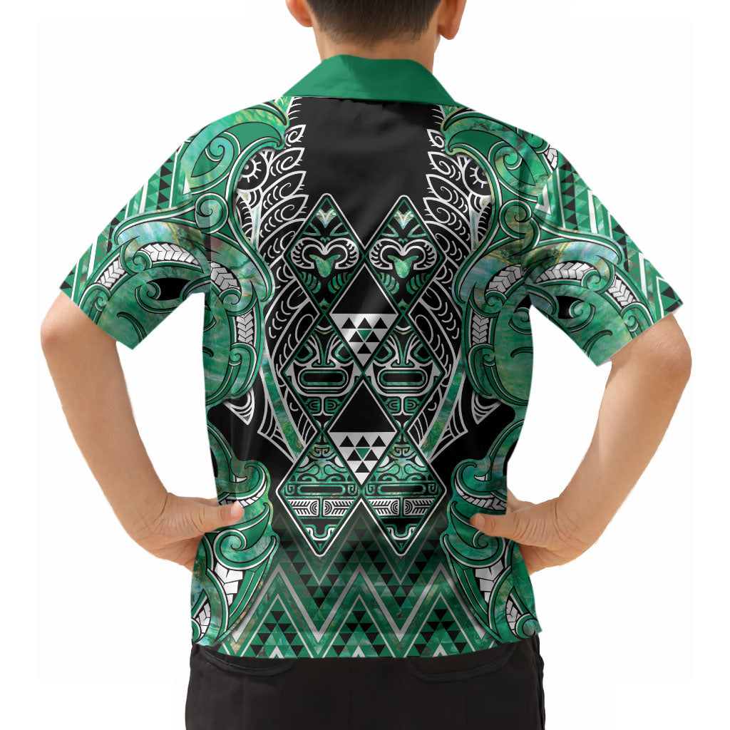 Aotearoa Ngati Awa Hawaiian Shirt Maori Tribal Green Marble Paua Shell Pattern