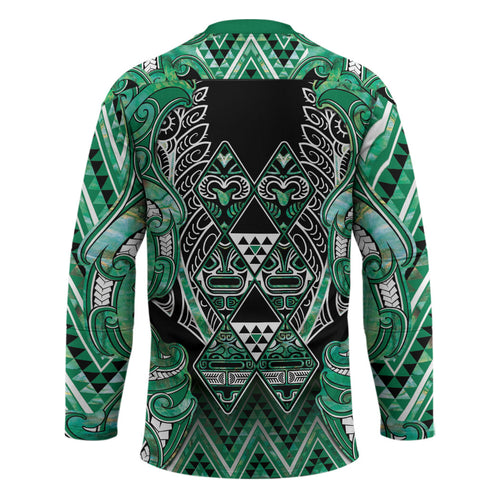 Aotearoa Ngati Awa Hockey Jersey Maori Tribal Green Marble Paua Shell Pattern