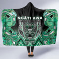 Aotearoa Ngati Awa Hooded Blanket Maori Tribal Green Marble Paua Shell Pattern