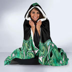 Aotearoa Ngati Awa Hooded Blanket Maori Tribal Green Marble Paua Shell Pattern