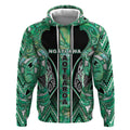 Aotearoa Ngati Awa Hoodie Maori Tribal Green Marble Paua Shell Pattern