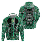 Aotearoa Ngati Awa Hoodie Maori Tribal Green Marble Paua Shell Pattern