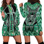 Aotearoa Ngati Awa Hoodie Dress Maori Tribal Green Marble Paua Shell Pattern