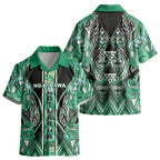 Aotearoa Ngati Awa Kid Hawaiian Shirt Maori Tribal Green Marble Paua Shell Pattern
