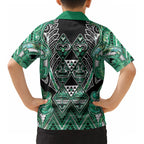 Aotearoa Ngati Awa Kid Hawaiian Shirt Maori Tribal Green Marble Paua Shell Pattern