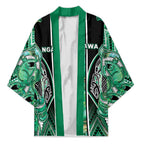 Aotearoa Ngati Awa Kimono Maori Tribal Green Marble Paua Shell Pattern