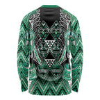 Aotearoa Ngati Awa Long Sleeve Shirt Maori Tribal Green Marble Paua Shell Pattern