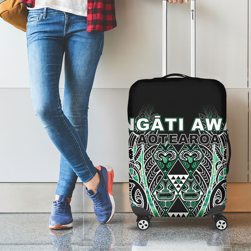 Aotearoa Ngati Awa Luggage Cover Maori Tribal Green Marble Paua Shell Pattern