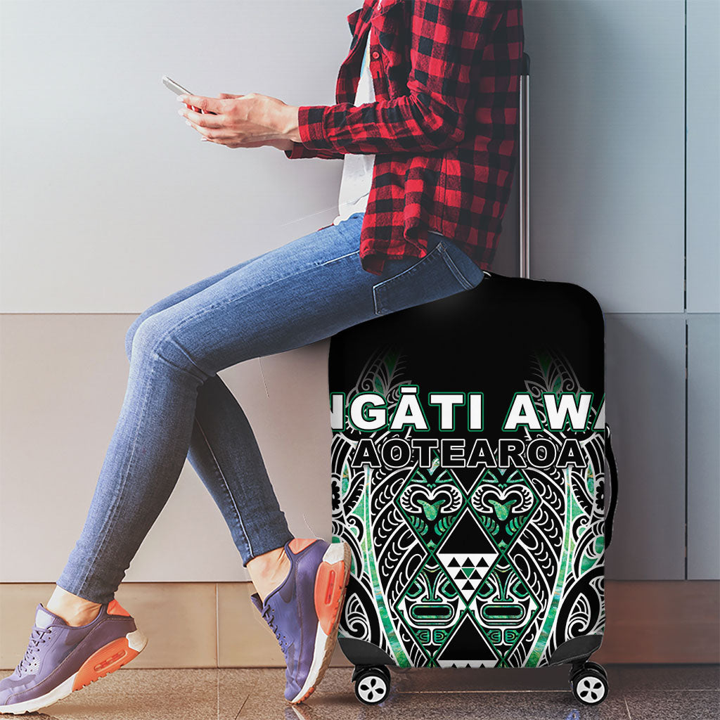 Aotearoa Ngati Awa Luggage Cover Maori Tribal Green Marble Paua Shell Pattern