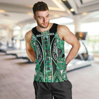 Aotearoa Ngati Awa Men Tank Top Maori Tribal Green Marble Paua Shell Pattern