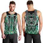 Aotearoa Ngati Awa Men Tank Top Maori Tribal Green Marble Paua Shell Pattern