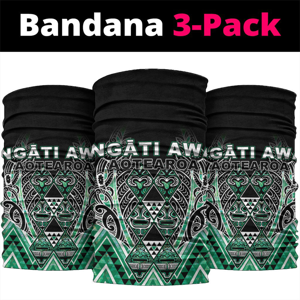 Aotearoa Ngati Awa Neck Gaiter Maori Tribal Green Marble Paua Shell Pattern