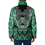 Aotearoa Ngati Awa Padded Jacket Maori Tribal Green Marble Paua Shell Pattern