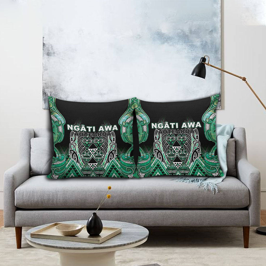 Aotearoa Ngati Awa Pillow Cover Maori Tribal Green Marble Paua Shell Pattern