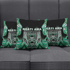 Aotearoa Ngati Awa Pillow Cover Maori Tribal Green Marble Paua Shell Pattern