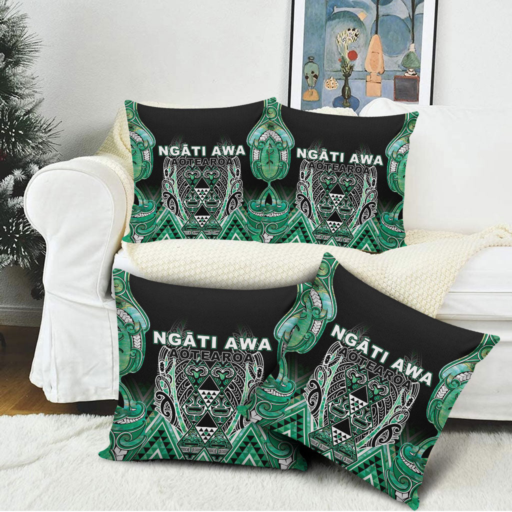 Aotearoa Ngati Awa Pillow Cover Maori Tribal Green Marble Paua Shell Pattern