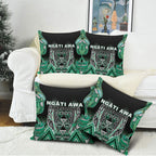 Aotearoa Ngati Awa Pillow Cover Maori Tribal Green Marble Paua Shell Pattern