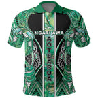 Aotearoa Ngati Awa Polo Shirt Maori Tribal Green Marble Paua Shell Pattern