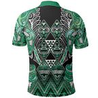 Aotearoa Ngati Awa Polo Shirt Maori Tribal Green Marble Paua Shell Pattern