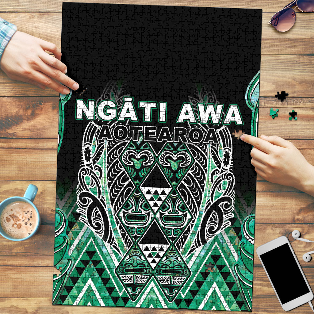 Aotearoa Ngati Awa Puzzle Maori Tribal Green Marble Paua Shell Pattern