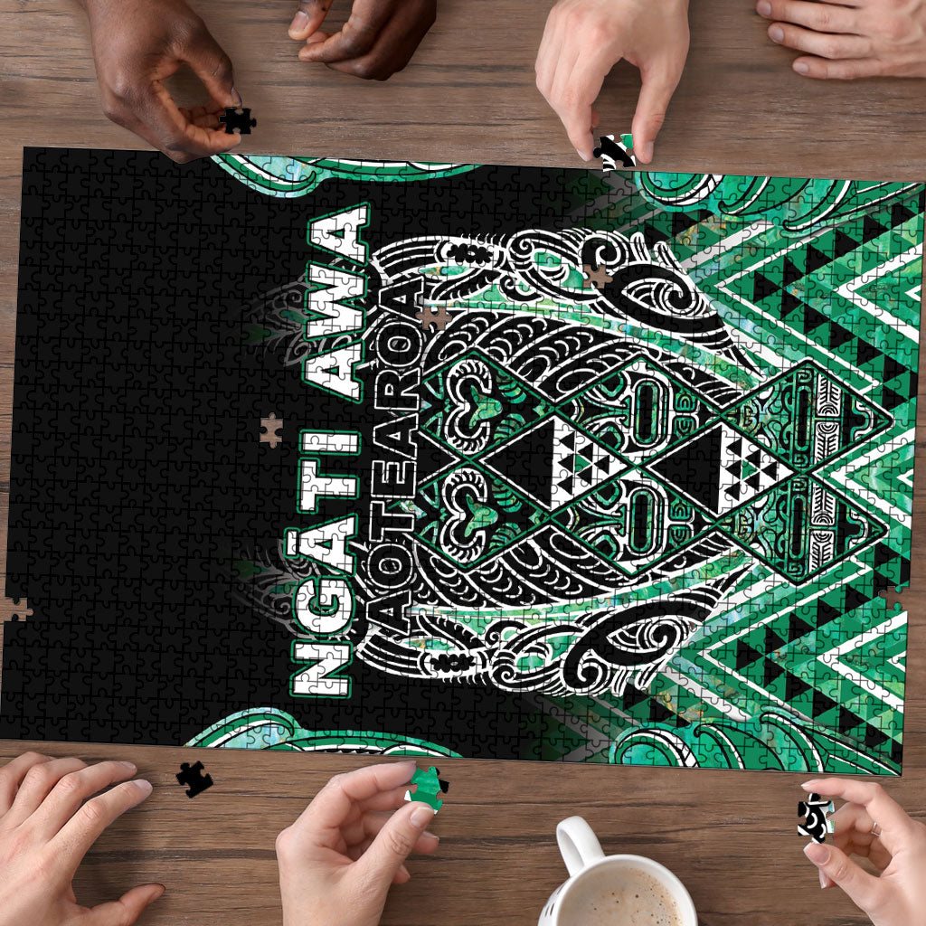 Aotearoa Ngati Awa Puzzle Maori Tribal Green Marble Paua Shell Pattern