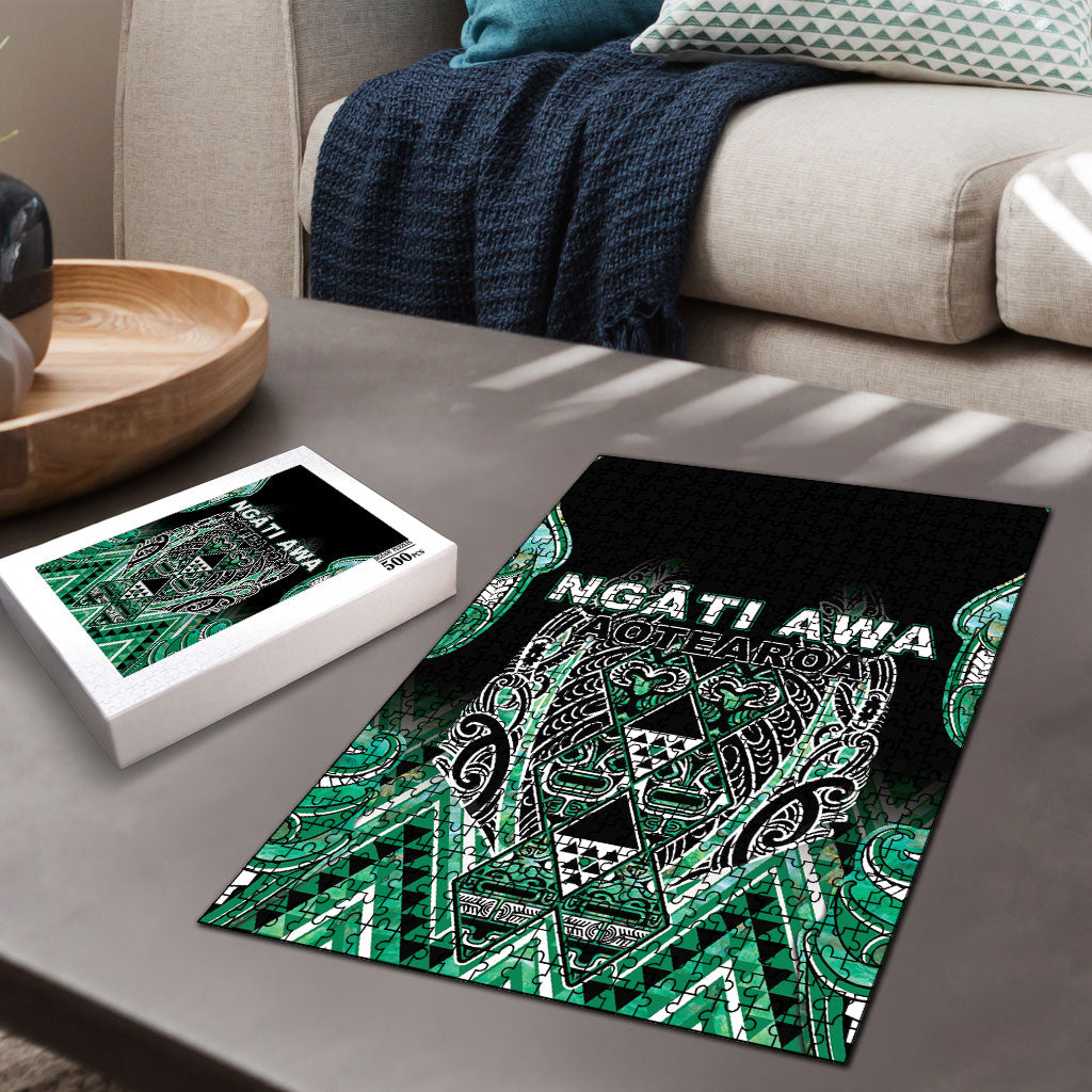 Aotearoa Ngati Awa Puzzle Maori Tribal Green Marble Paua Shell Pattern