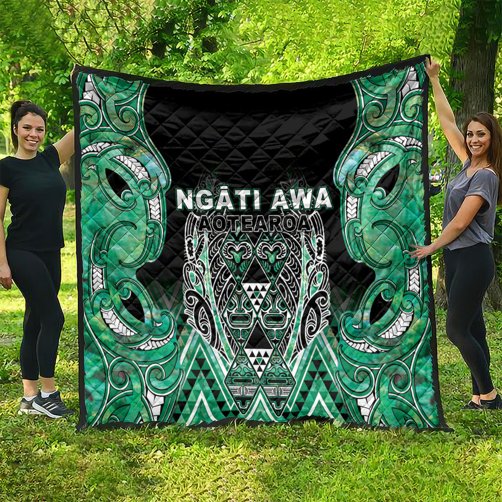 Aotearoa Ngati Awa Quilt Maori Tribal Green Marble Paua Shell Pattern