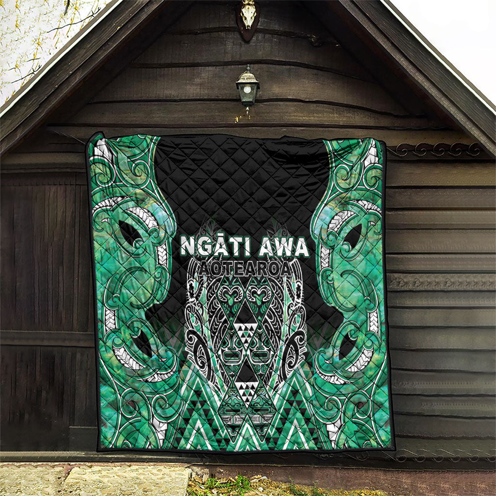 Aotearoa Ngati Awa Quilt Maori Tribal Green Marble Paua Shell Pattern