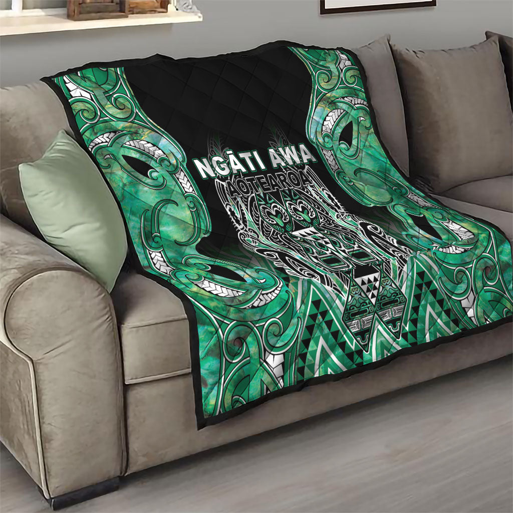 Aotearoa Ngati Awa Quilt Maori Tribal Green Marble Paua Shell Pattern