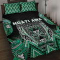 Aotearoa Ngati Awa Quilt Bed Set Maori Tribal Green Marble Paua Shell Pattern