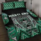 Aotearoa Ngati Awa Quilt Bed Set Maori Tribal Green Marble Paua Shell Pattern