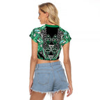 Aotearoa Ngati Awa Raglan Cropped T Shirt Maori Tribal Green Marble Paua Shell Pattern