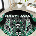 Aotearoa Ngati Awa Round Carpet Maori Tribal Green Marble Paua Shell Pattern
