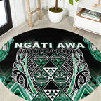 Aotearoa Ngati Awa Round Carpet Maori Tribal Green Marble Paua Shell Pattern