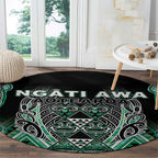 Aotearoa Ngati Awa Round Carpet Maori Tribal Green Marble Paua Shell Pattern