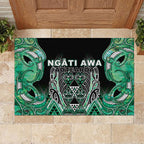 Aotearoa Ngati Awa Rubber Doormat Maori Tribal Green Marble Paua Shell Pattern
