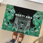 Aotearoa Ngati Awa Rubber Doormat Maori Tribal Green Marble Paua Shell Pattern