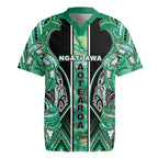 Aotearoa Ngati Awa Rugby Jersey Maori Tribal Green Marble Paua Shell Pattern