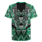Aotearoa Ngati Awa Rugby Jersey Maori Tribal Green Marble Paua Shell Pattern
