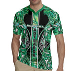 Aotearoa Ngati Awa Rugby Jersey Maori Tribal Green Marble Paua Shell Pattern