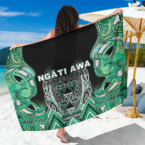 Aotearoa Ngati Awa Sarong Maori Tribal Green Marble Paua Shell Pattern