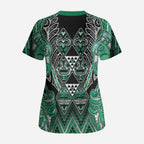 Aotearoa Ngati Awa Scrub Top Maori Tribal Green Marble Paua Shell Pattern