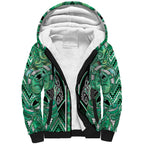 Aotearoa Ngati Awa Sherpa Hoodie Maori Tribal Green Marble Paua Shell Pattern