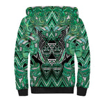Aotearoa Ngati Awa Sherpa Hoodie Maori Tribal Green Marble Paua Shell Pattern